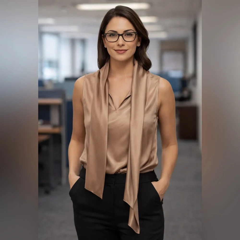 Kasper Satin Tan Blouse - Picture 2 of 12